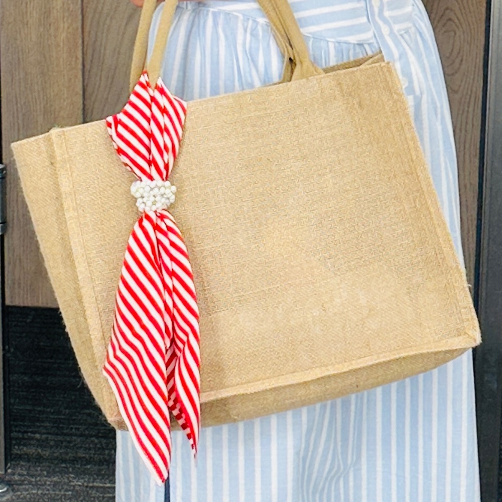NWT SILKLETTE ‘Bonjour’ Red/White Stripes 100% Fine Silk Kerchief Scarf